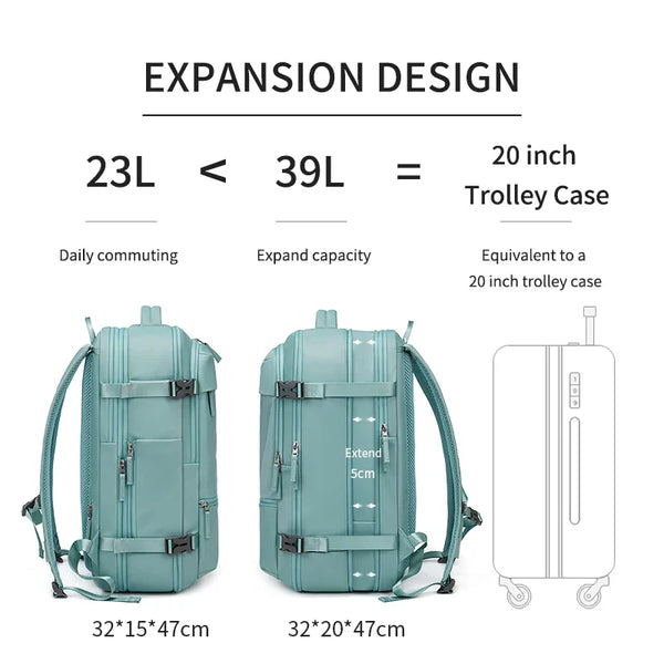 Tamxo™ 16" Expandable Laptop Backpack with Wet/dry Bag - 39L Capacity