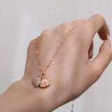 Tamxo™ Romantic Heart Shell Pendant Choker with Zircon & Pearl for Women