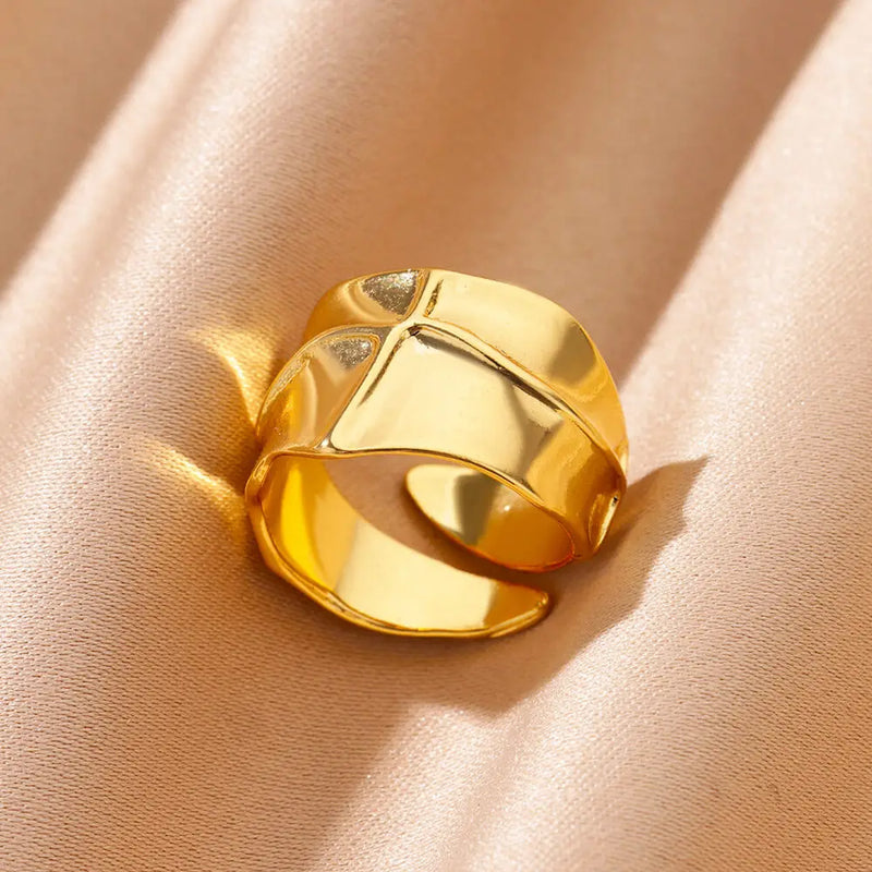 Tamxo™ Retro Cross Pattern Stainless Steel Open Ring for Women, Elegant Wedding Party Jewelry