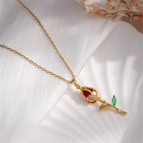 Tamxo™ Strawberry Zircon Pendant Necklace: Romantic Flower Planet Choker for Women Girls