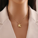 Tamxo™ 14k Gold Plated Initial Letter Pendant Necklace for Women - Ball Chain Jewelry