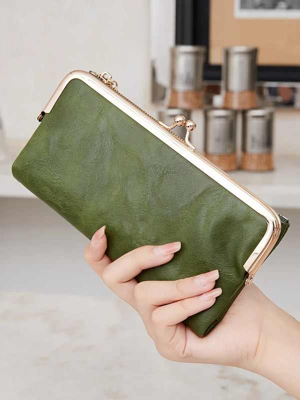 Tamxo™ Solid Color Multi-Functional Long Wallet – Vintage Clutch Coin Purse & Card Holder