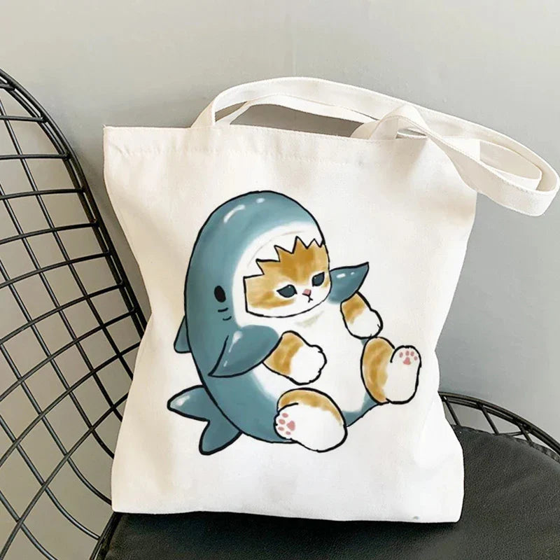 Tamxo™ Kawaii Cats Cartoon Manga Tote Bag – High Capacity Canvas Shoulder Bag