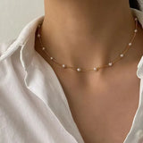 Tamxo™ 14K Gold Heart Pendant Pearl Necklace Set for Women