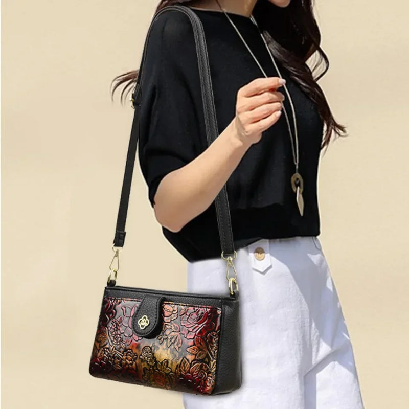 Tamxo™ Retro Ethnic Floral Pattern Leather Shoulder Bag Crossbody Luxe Designer