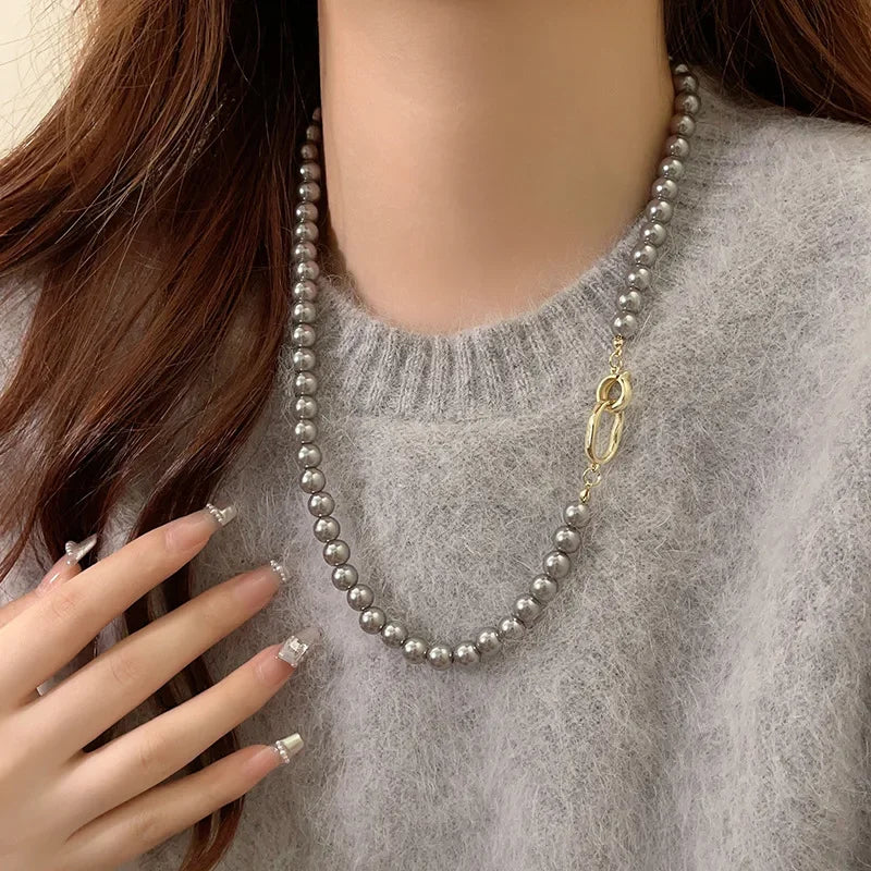 Tamxo™ Grey Pearl Choker Necklace - High-Grade Luxe Fashion Accessory