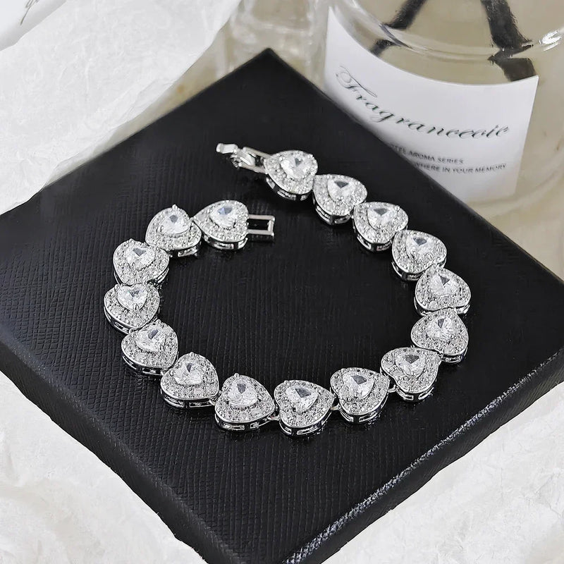 Luxury Heart Rose Gold Silver Bangle for Women by Tamxo™