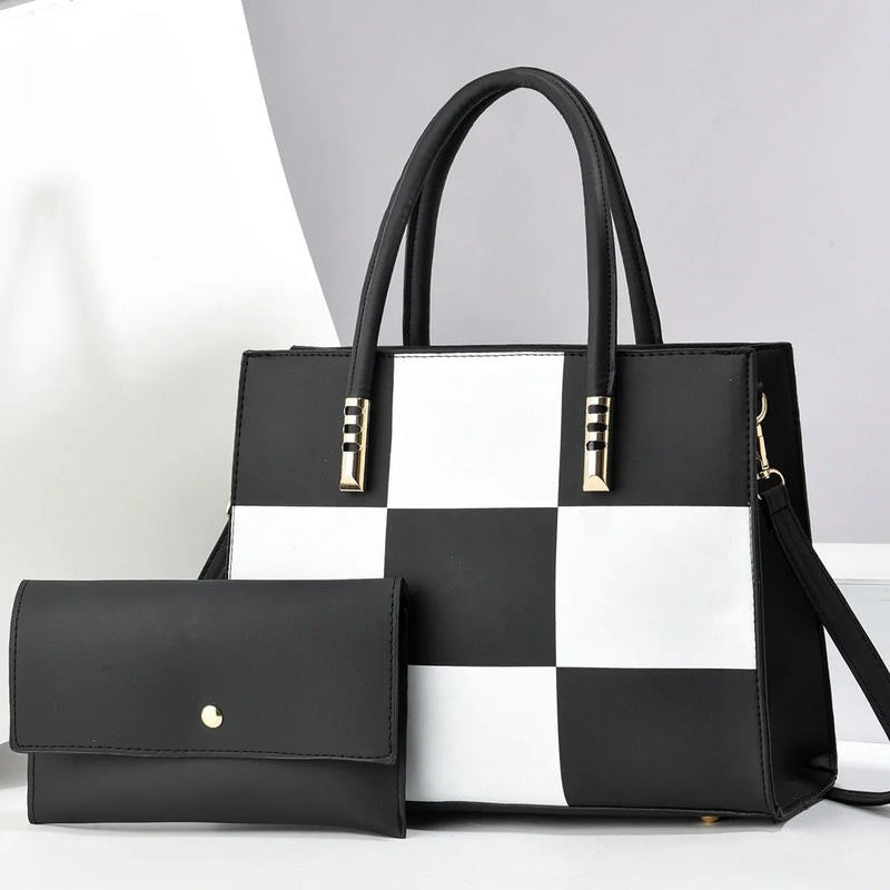 Tamxo™ PU Leather Tote Bag Set with Large Capacity Shoulder Bag and Small Handbag Purse
