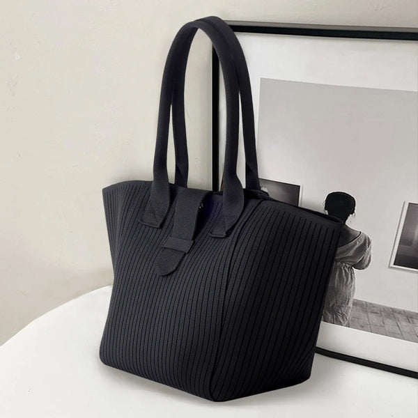 Tamxo™ Classic Black Tote Bag: Stylish Women's Shoulder Handbag for Shopping & Everyday Use