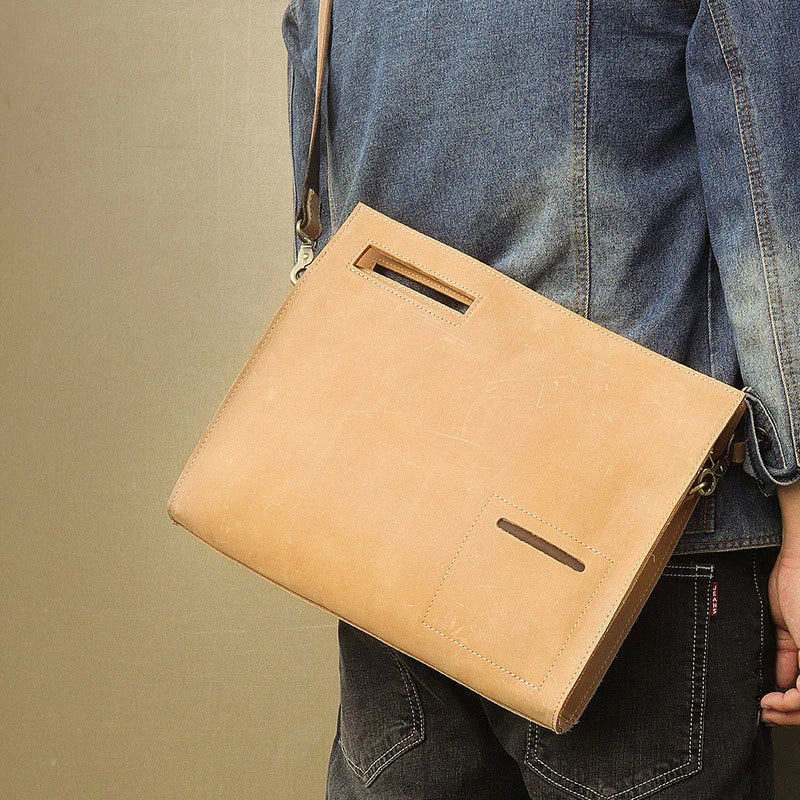 Tamxo™ Leather Clutch Bag Men Envelope Sling File Pouch Wristband A4 Handbag