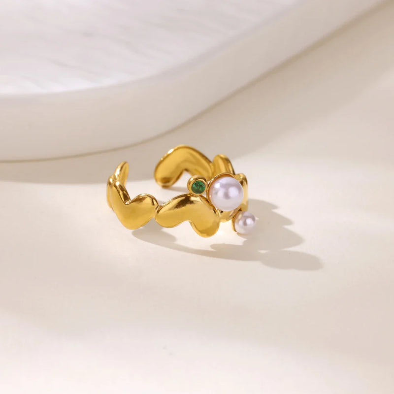 Tamxo™ Multi Heart Zirconia Ring Set - Elegant Golden Wedding Jewelry