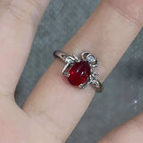 Tamxo™ Red Crystal Love Heart Cross Gothic Punk Ring Set