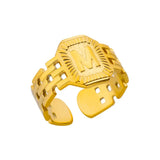 Tamxo™ Vintage Gold Plated Initial Letter Stainless Steel Women's Rings