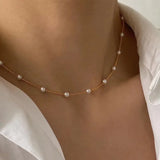 Tamxo™ 14K Gold Heart Pendant Pearl Necklace Set for Women