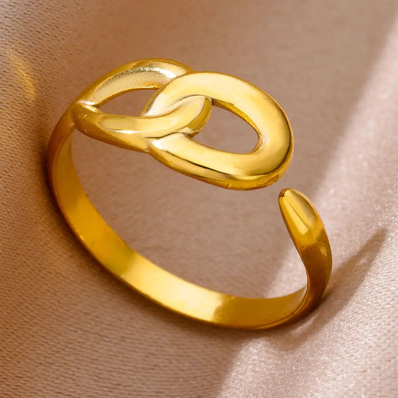 Tamxo™ Gold Stainless Steel Wide Open Finger Ring for Women, Aesthetic Jewelry