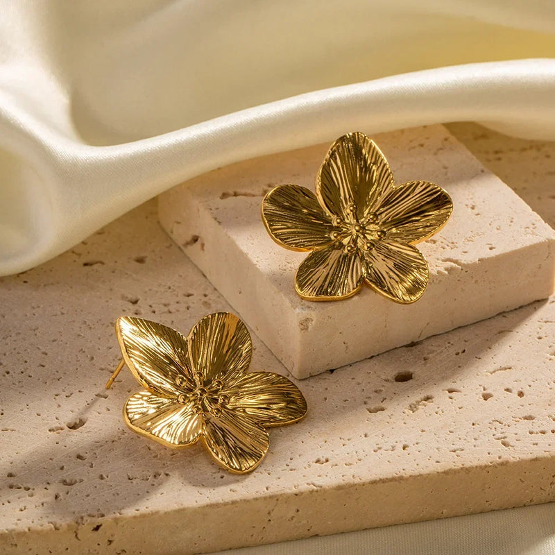 Tamxo™ Gold Flower Stud Earrings | Trendy Fashion Jewelry for Women