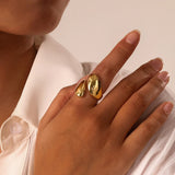 Tamxo™ Golden Stainless Steel Wedding Couple Rings Trendy Jewelry for Women