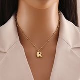 Tamxo™ 14k Gold Plated Initial Letter Pendant Necklace for Women - Ball Chain Jewelry