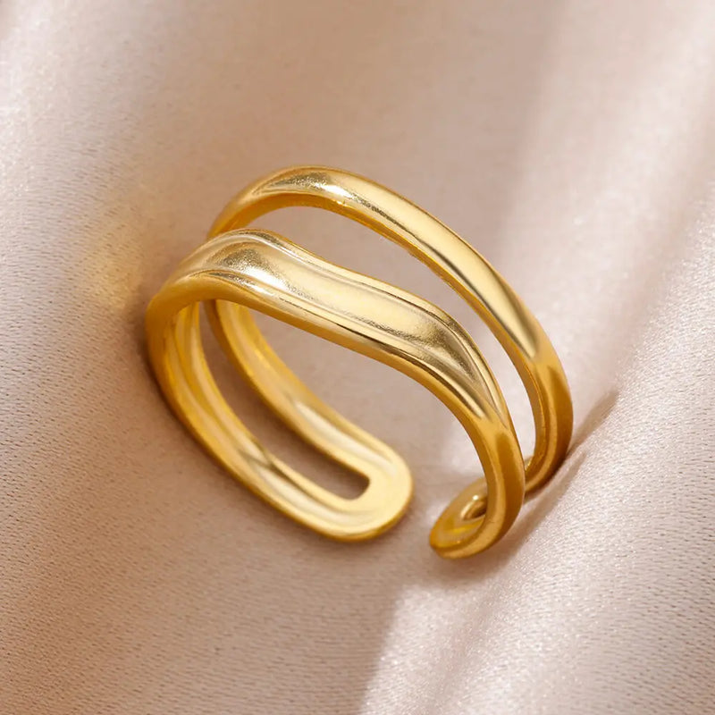 Tamxo™ Angel Feather Gold Stainless Steel Ring Vintage Jewelry Female Gift