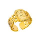 Tamxo™ Vintage Gold Plated Initial Letter Stainless Steel Women's Rings