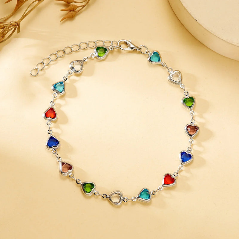 Tamxo™ Rainbow Zircon Heart Choker Necklace - Elegant Crystal Gold Color Collar Chain