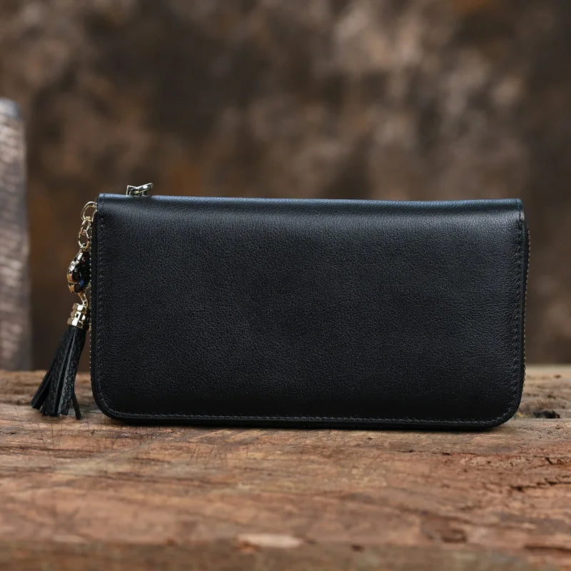 Tamxo™ Floral Cow Leather Purse: Genuine Leather Wallet Bag Women's Card Holder Clamp