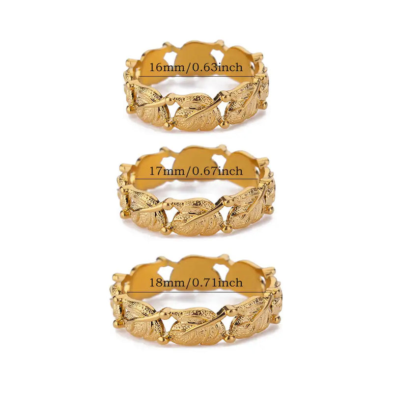 Maple Leaf Stainless Steel Ring in Gold for Women by Tamxo™