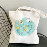 Tamxo™ Kawaii Cats Cartoon Manga Tote Bag – High Capacity Canvas Shoulder Bag