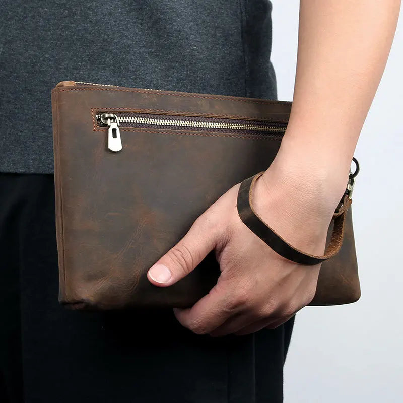 Tamxo™ Leather Clutch Wallet for Men & Women: Stylish Zipper Long Purse for Evening Party