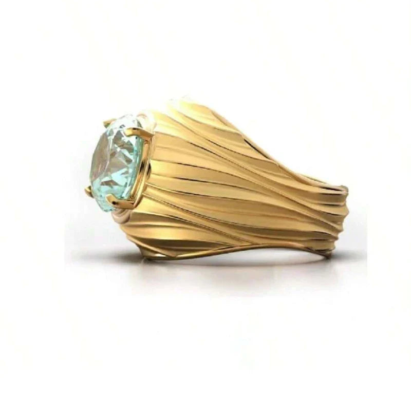 Tamxo Copper CZ Decorated Unisex Wide Band Ring