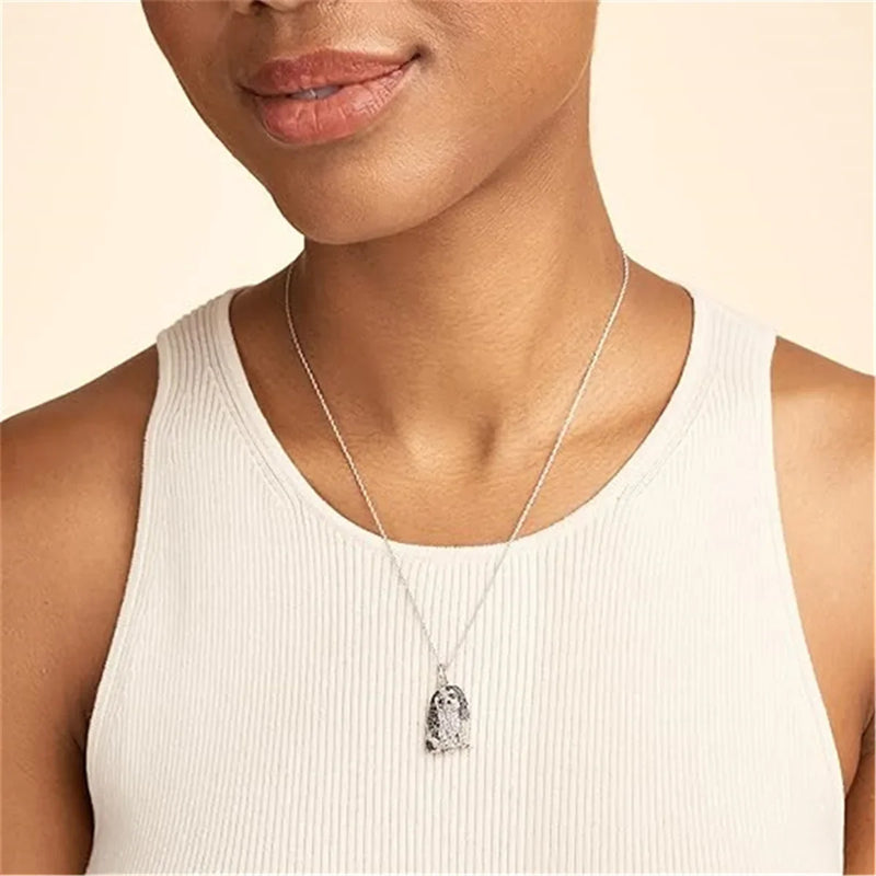 Tamxo™ Cavalier Rhinestone Necklace: Exquisite Pet Memorial Jewelry, Dog Lover Gift