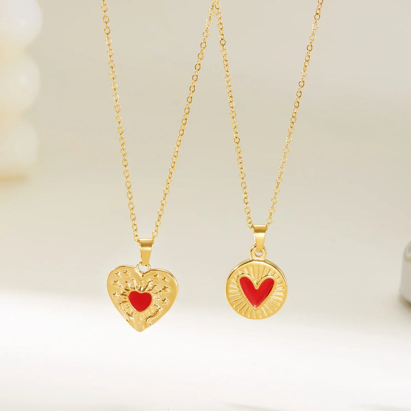 Tamxo™ Red Love Heart Necklace | Stainless Steel Choker Chain for Women