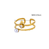 Tamxo™ Double Layer Zircon Pearl Rings: Elegant Gold Wedding Jewelry
