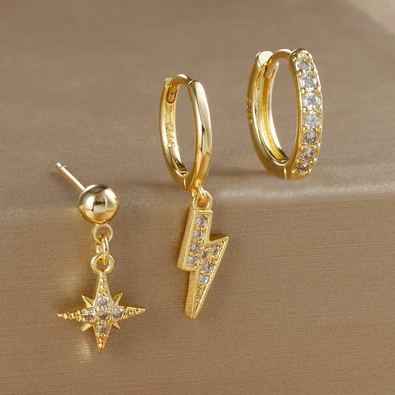 Elegant Star Pendant Earrings Set - Tamxo™ Stainless Steel Zircon Ear Studs