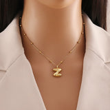 Tamxo™ 14k Gold Plated Initial Letter Pendant Necklace for Women - Ball Chain Jewelry