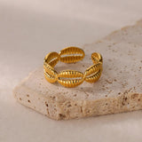 Tamxo™ Gold Stainless Steel Shell Charm Ring Women Wedding Jewelry Daily Accessories