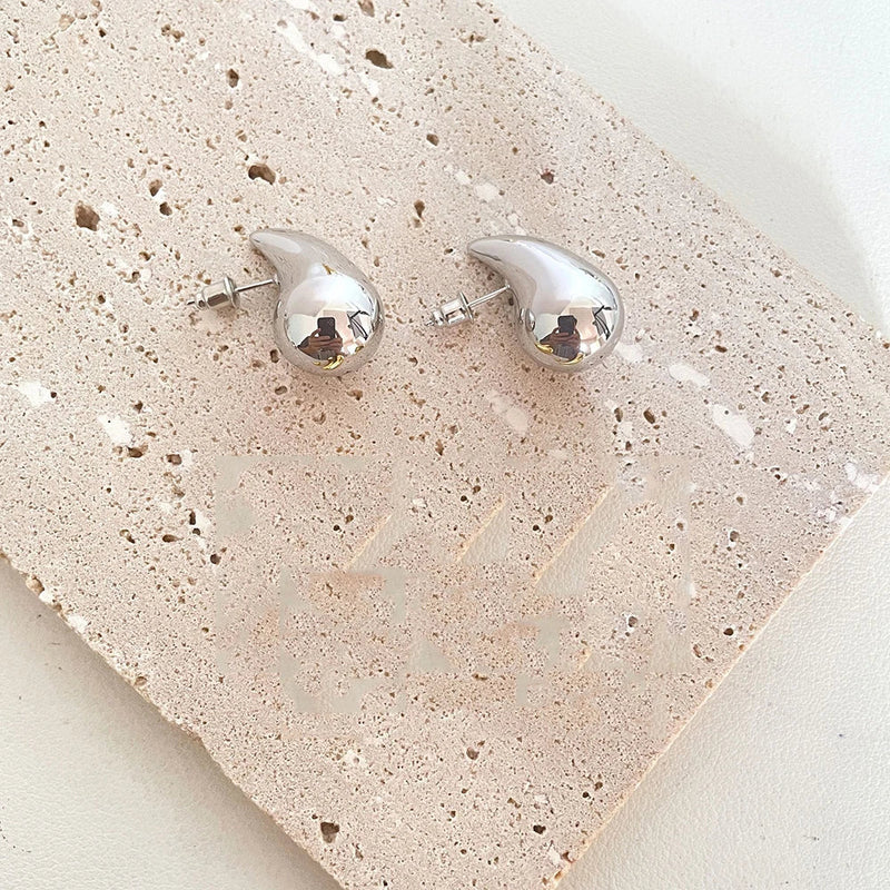 Tamxo™ Chunky Dome Drop Earrings - Gold Plated Stainless Steel Teardrop Statement Jewelry