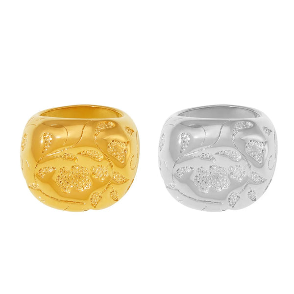 Tamxo™ Gold Plated Vintage Texture Stainless Steel Big Ring - 2024 Trendy Design