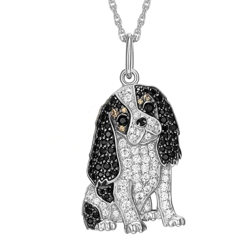 Tamxo™ Cavalier Rhinestone Necklace: Exquisite Pet Memorial Jewelry, Dog Lover Gift