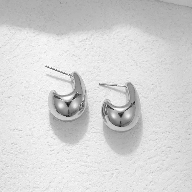 Tamxo™ Chunky Dome Drop Earrings - Gold Plated Stainless Steel Teardrop Statement Jewelry