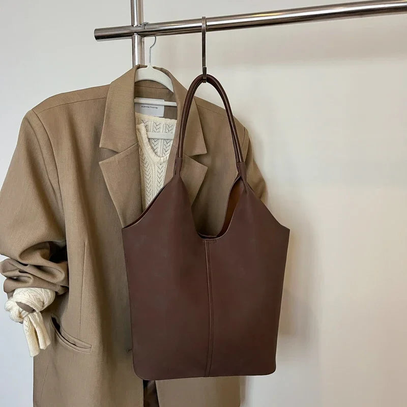 Tamxo™ Solid Color PU Buckle Tote Bag: Stylish, Spacious, Versatile Shoulder Handbag