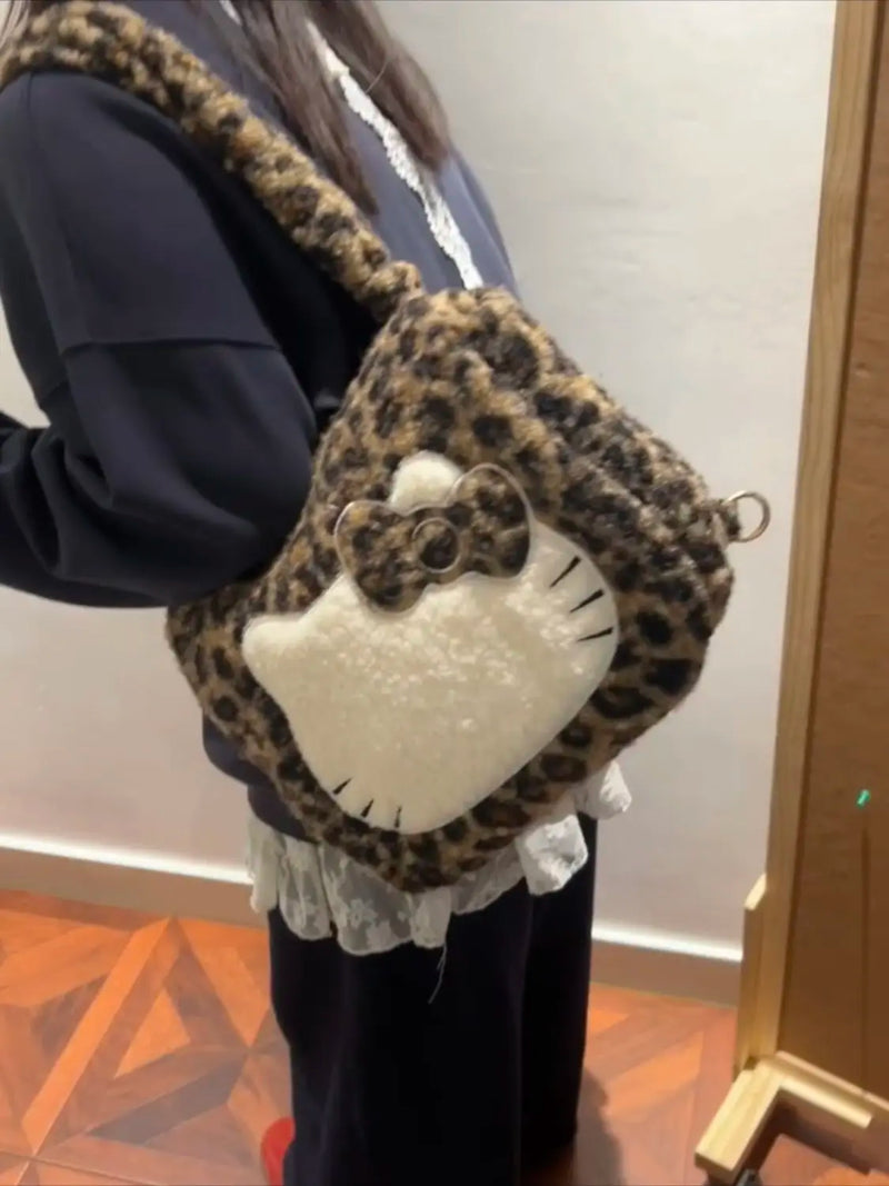 Tamxo™ Leopard Print Hello Kitty Backpack: Y2K Cute & Elegant Mini Shoulder Bag