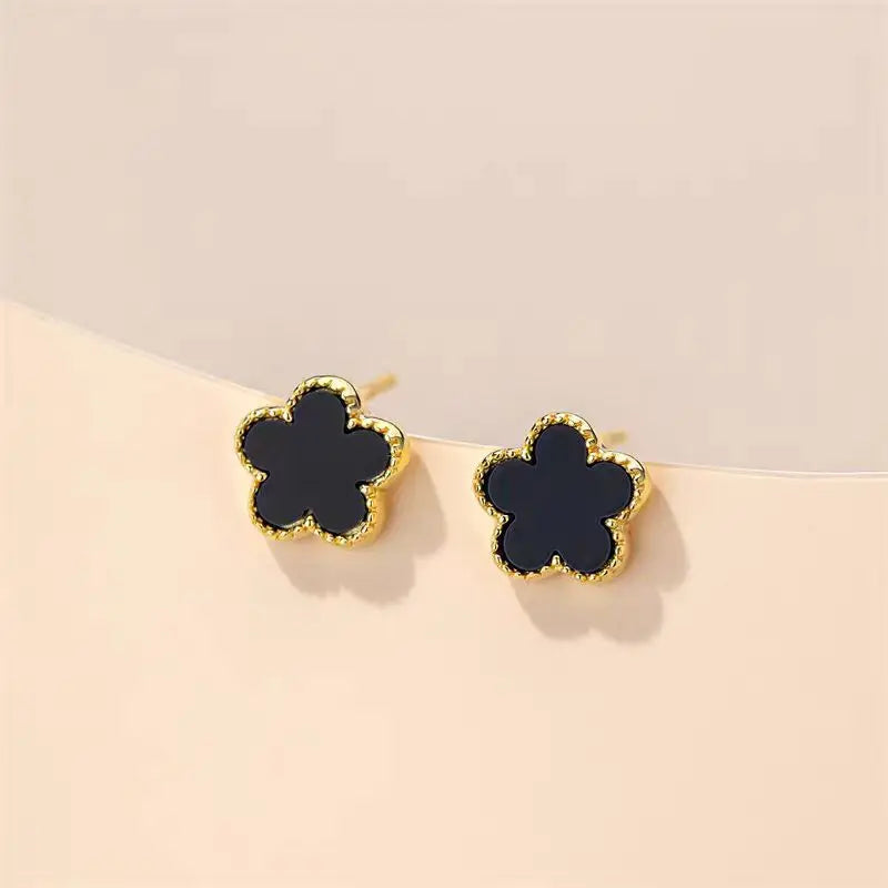 Tamxo™ Shell Plum Blossom Stud Earrings & Necklace Set - Exquisite Plant Flower Jewelry