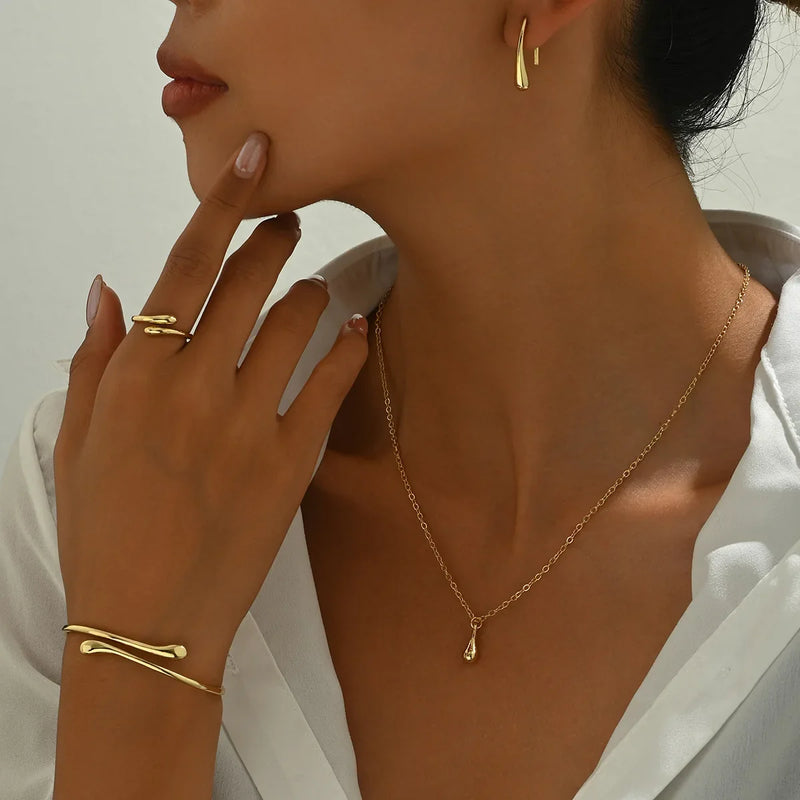 Tamxo™ Teardrop Earring Bracelet Ring Set - Sterling Silver Luxury Jewelry Gift