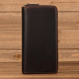 Tamxo™ Retro Real Leather Wallet Double Zipper Business Casual Male Cow Skin Wallet
