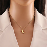 Tamxo™ 14k Gold Plated Initial Letter Pendant Necklace for Women - Ball Chain Jewelry