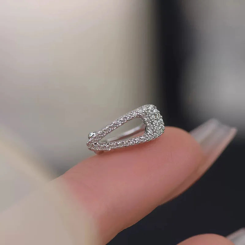 Tamxo™ Rhinestone Clip On Ear Cuff Non Pierced Earrings for Women Silver Color