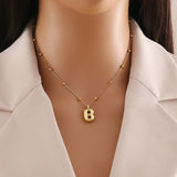 Tamxo™ 14k Gold Plated Initial Letter Pendant Necklace for Women - Ball Chain Jewelry