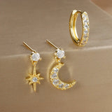 Elegant Star Pendant Earrings Set - Tamxo™ Stainless Steel Zircon Ear Studs