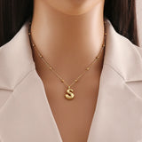 Tamxo™ 14k Gold Plated Initial Letter Pendant Necklace for Women - Ball Chain Jewelry